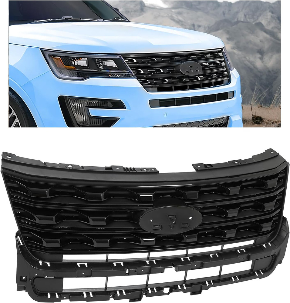 Front Upper Grille Compatible with 2016-2017 Ford Explorer Replacement for FO120