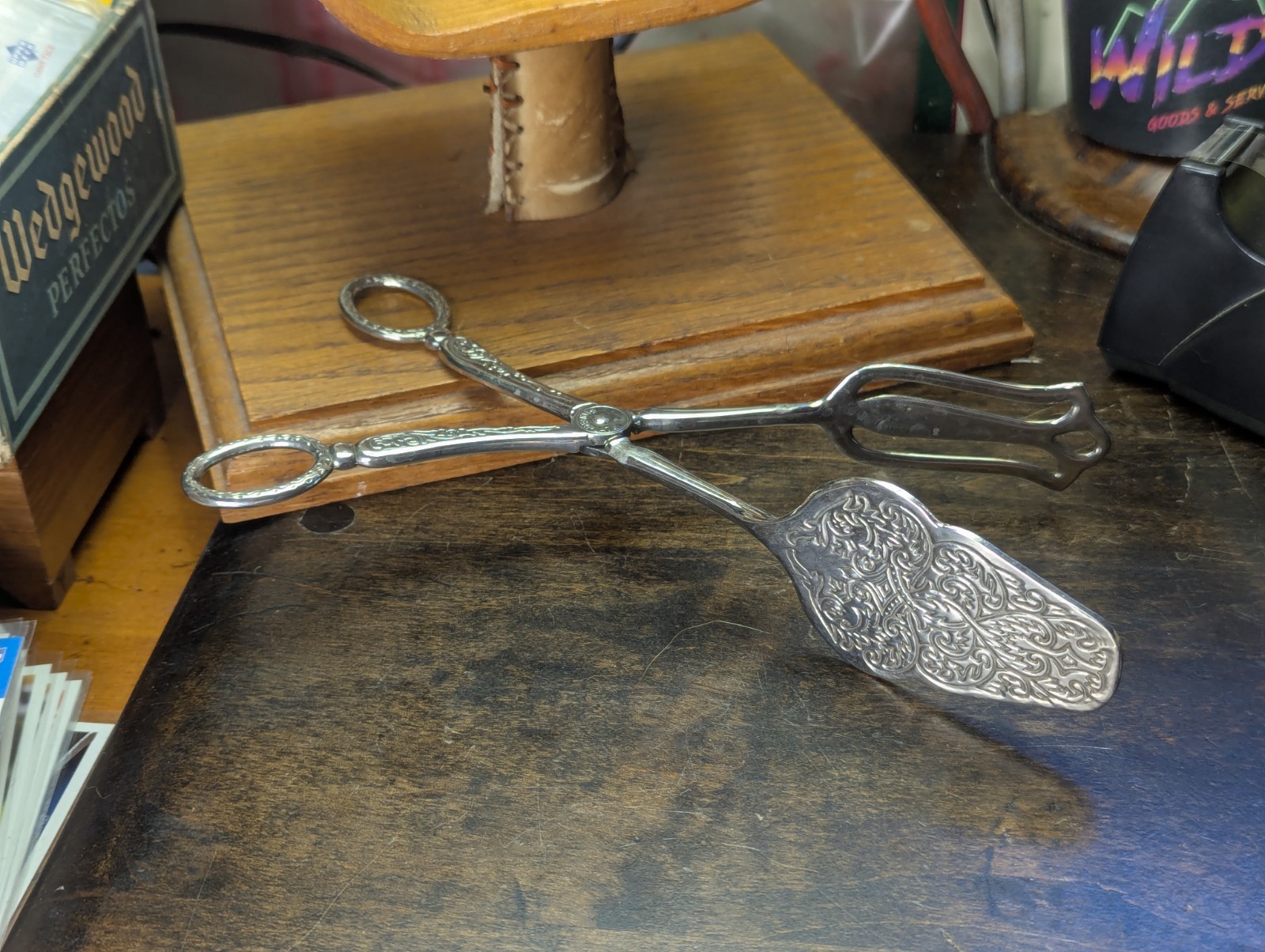 Silverplate Zinc Alloy Salad Tongs Vintage Ornate Dessert Service SEPARATED 8.5"