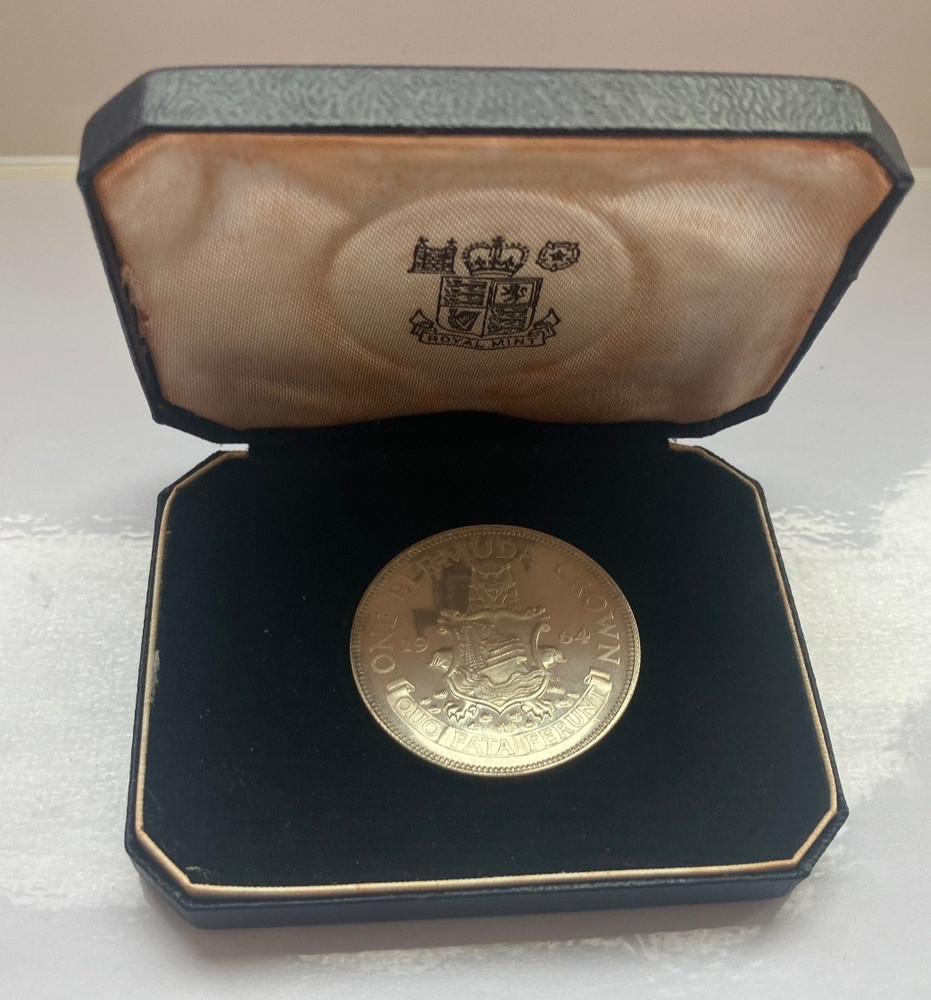 1964 BERMUDA Silver 1 Crown Coin