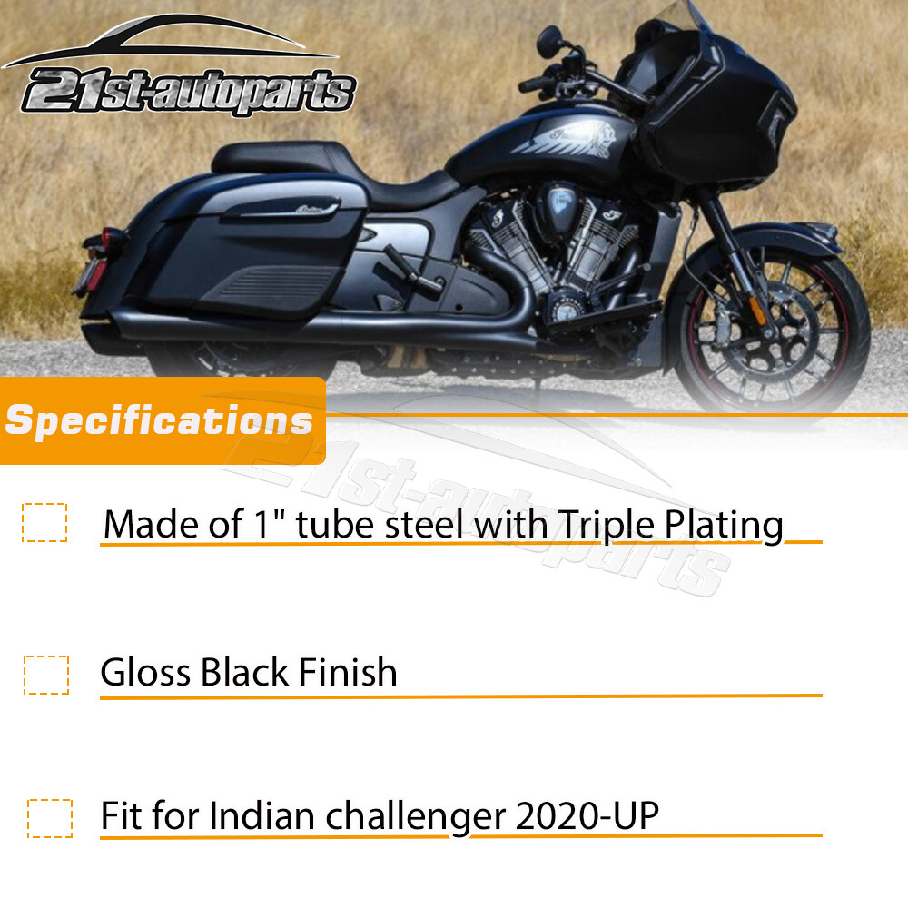 Gloss Black Rear Saddlebag Guard Highway Crash Bar For 2020-UP Indian Challenger