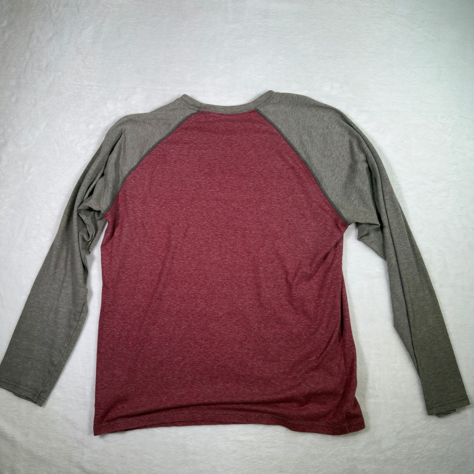 Columbia Mens Long Sleeve Shirt Omni Wick Heathered Red Gray Raglan Large