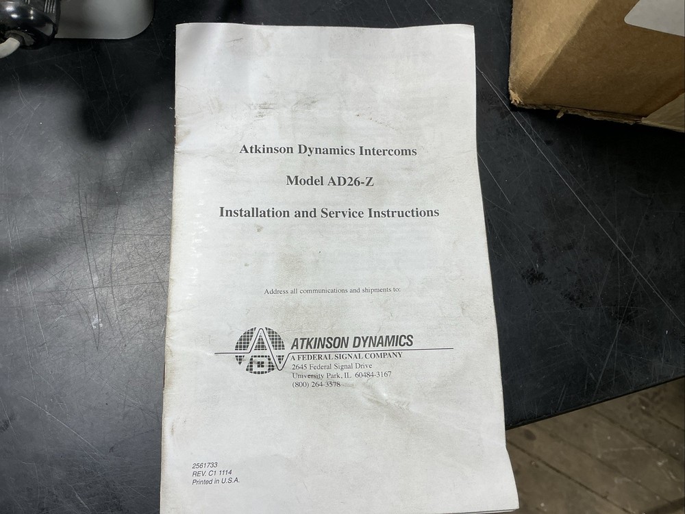 ATKINSON DYNAMICS Model AD26Z Industrial Intercom