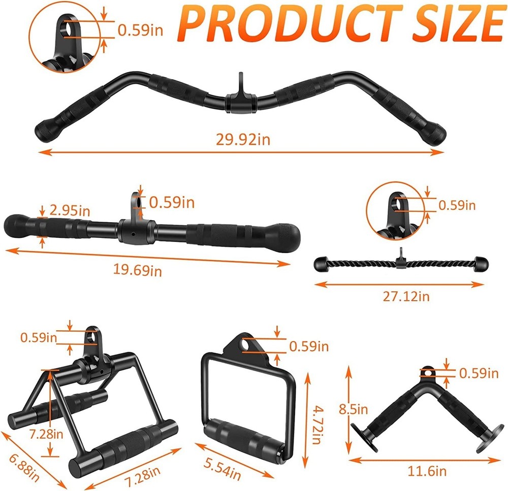 LAT Pulldown Bar Attachments, Cable Machine Accessories for Home Gym, Triceps...