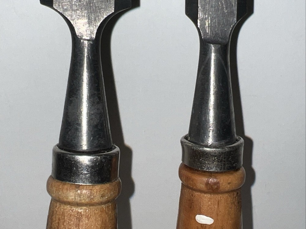 Vintage 2-Beveled Edge Socket Chisel 3/4" & 1" Unbranded