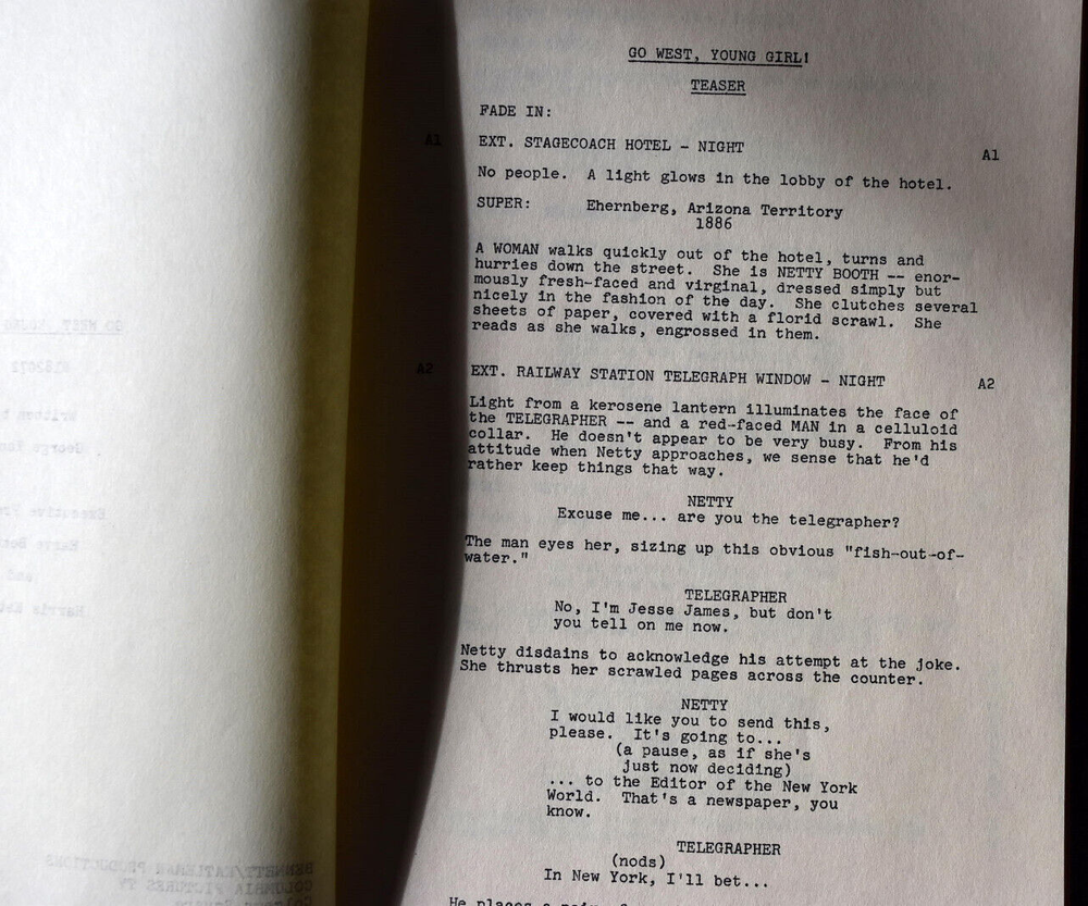 1978 Go West, Young Girl! Original Screenplay Script Revised Final Draft