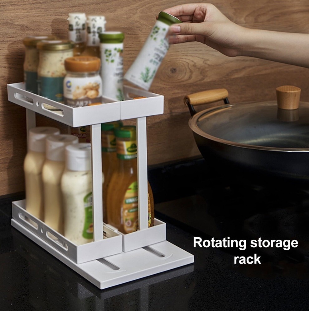 Spice Rack Save Space Foldable Rotating Multi-Function Sage Green - A0067