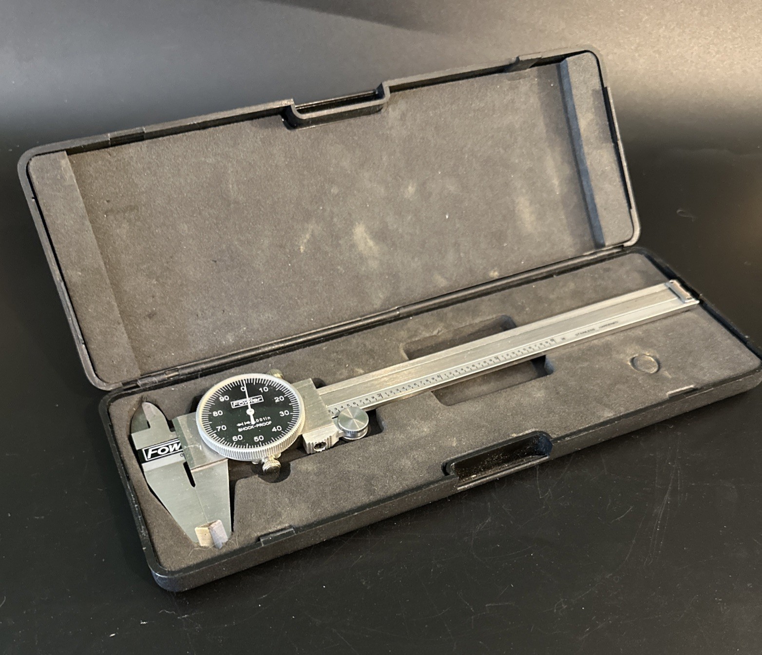 Fowler Premium 6” Dial Calipers .001” Resolution Black Face Stainless/Hardened