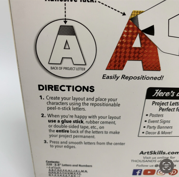 ArtSkills Adhesive Project Letters