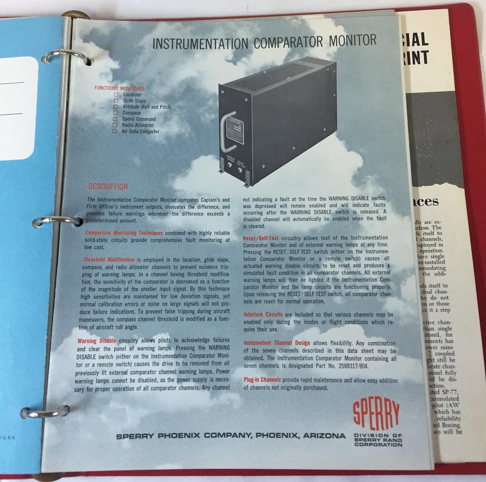 1965 SPERRY INSTRUMENT SYSTEMS binder with multiple promo pieces