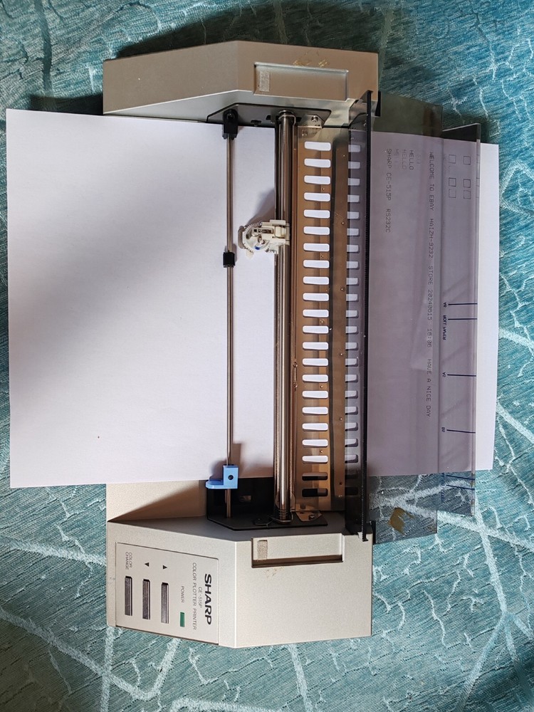 Vintage SHARP CE-515P plotter working with RS232C interafce and 4 refilled pens