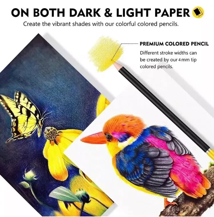 Premier Colored Pencils 72 Pack - Drawing Artist Kit BEST SELLER Free Shipping
