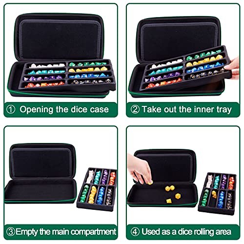 Dice Case DND Dice Box Dice Storage Case Dice Organizer Holder with Green
