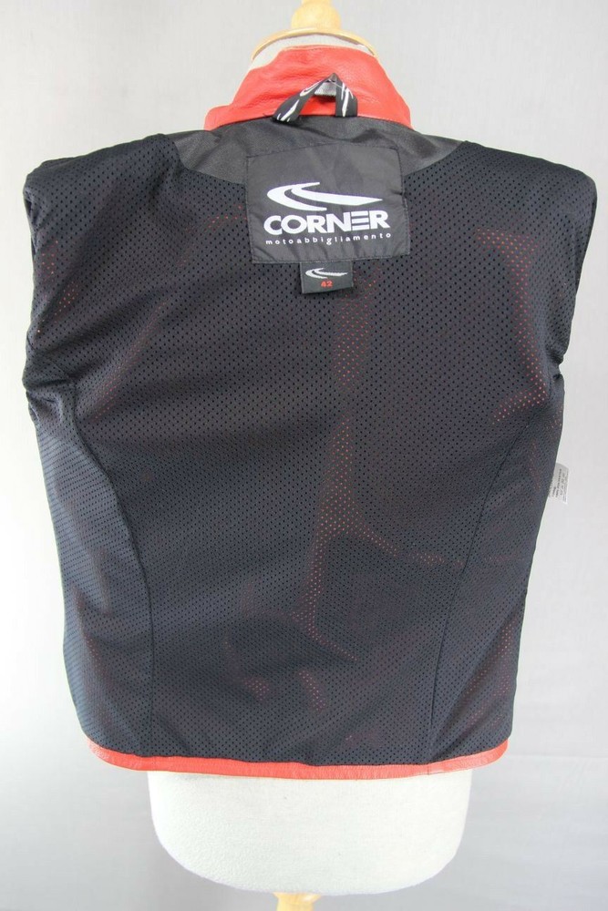 SUPERB CORNER RED LEATHER BIKER JACKET 34 INCH