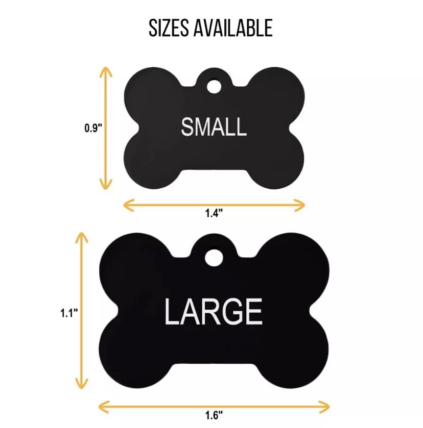 Custom Engraved Bone Dog Tag Pet ID Puppy Double Sided Engraving & split ring
