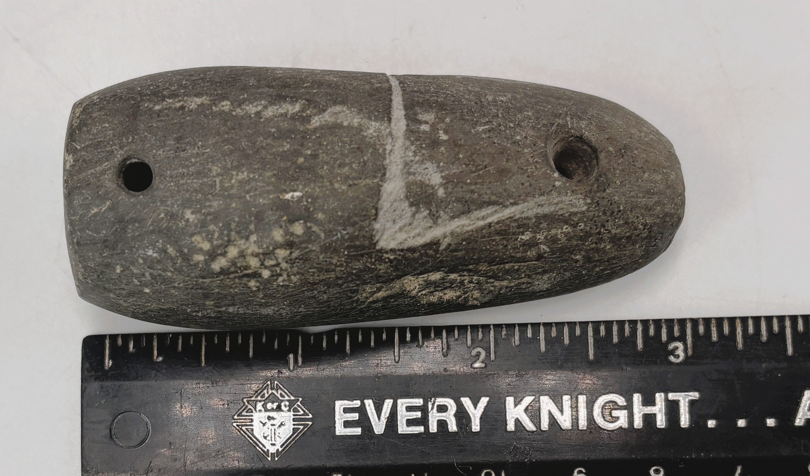 Early Native American Slate 2 Hole Gorget Thick Artifact Ohio Find