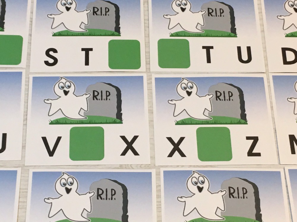 Halloween Ghost - Missing Letters- Dry Erase - Laminated Activity Set - Teaching
