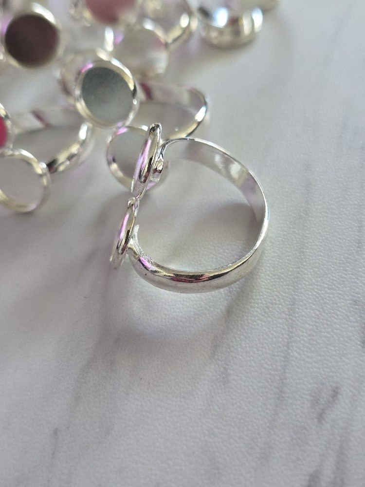 Double Stone Bezel Ring Blankes, Adjustable, 9 Piece, 10mm