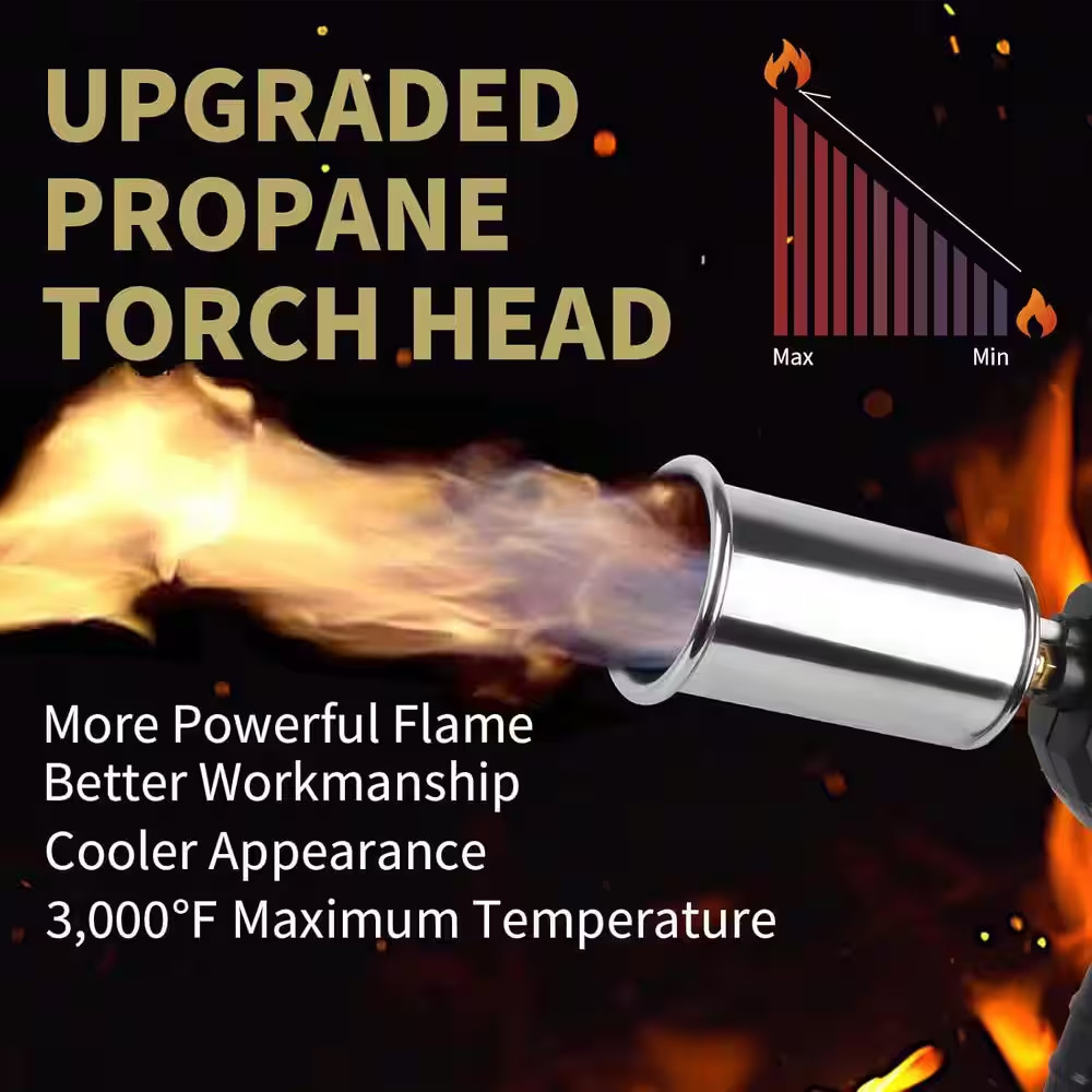 Powerful Cooking Propane Torch Head Culinary Campfire Starter Adjustable Weed To