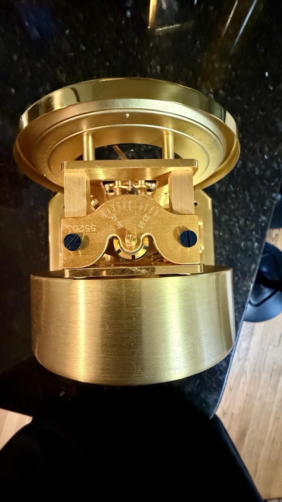 LeCoultre Brass Mechanical Gold Art Deco Square Desk Clock Glass Case