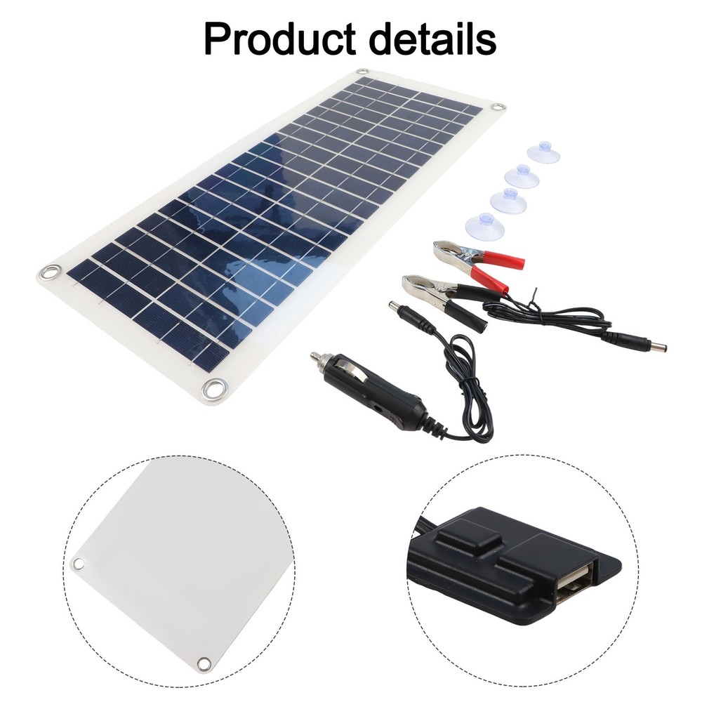 Flexible Solar Panel Kit with Dual USB Ports Charge Devices Simultaneously