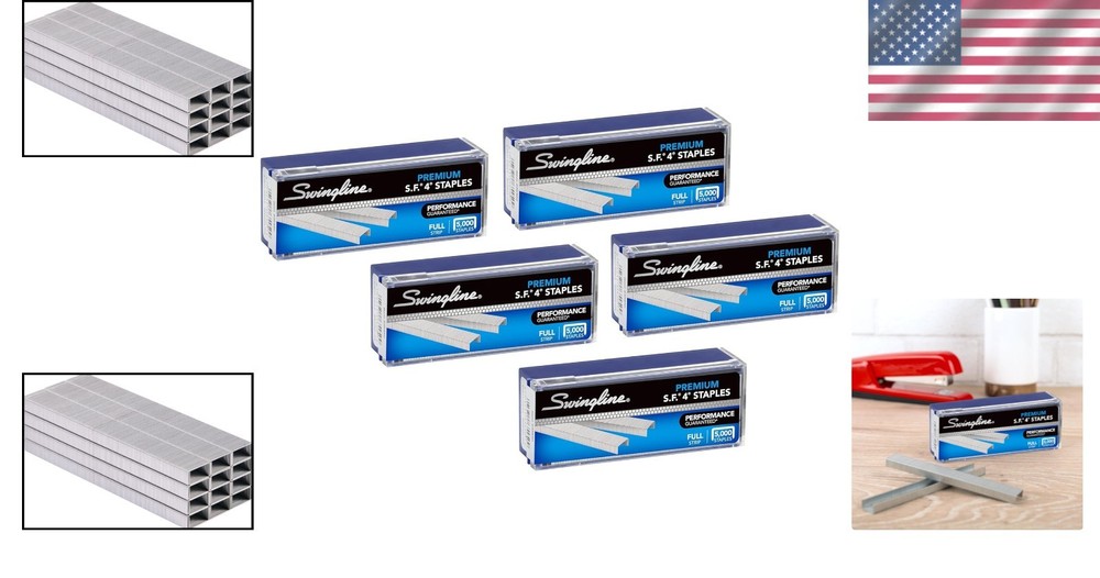 High-Performance Staples, 5 Boxes, Secures 25 Sheets with Chisel Points