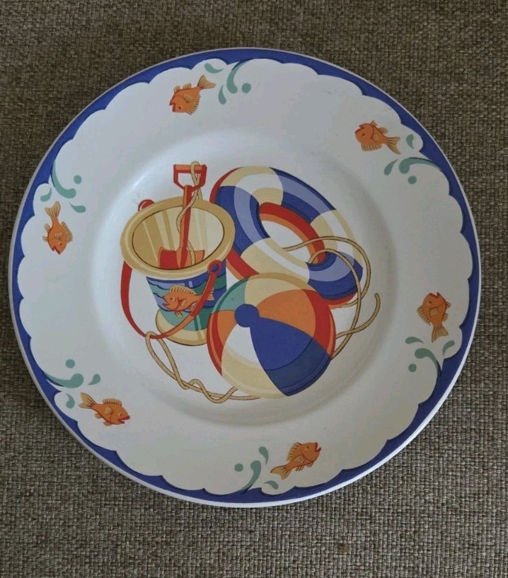 TIFFANY & CO Child's 3 Piece Porcelain Ceramic Dish Set-Seashore-Retired-EUC