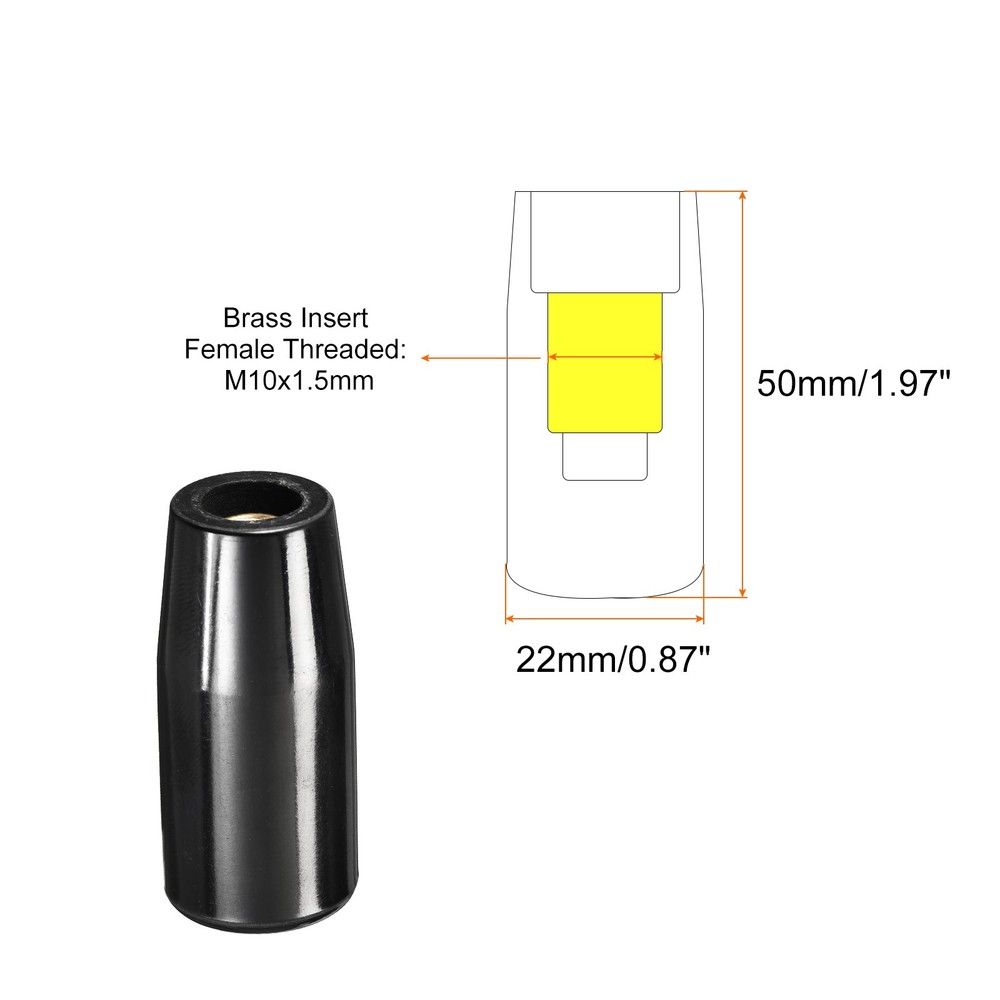 M10x50mm Female Threaded Hand Knobs Cylinder Brass Insert Handle for Machine