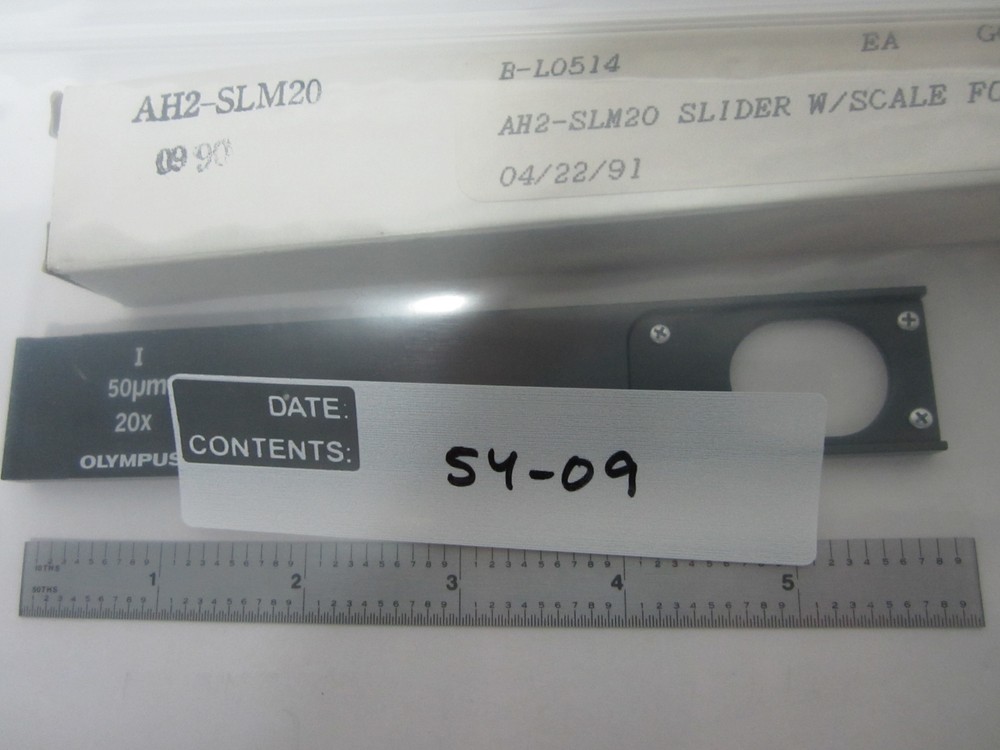 OLYMPUS MICROSCOPE SLIDE AH2-SLM20 FILTER OPTICS BIN#54-09
