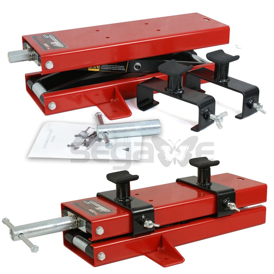 Wide Deck 1100 LB Motorcycle Center Scissor Lift Jack Hoist Stand Bikes ATVs