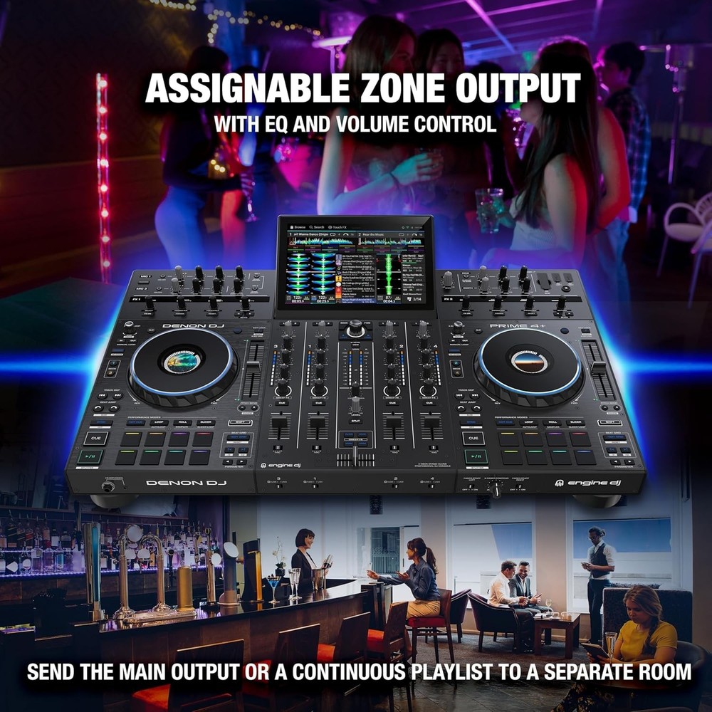 4-Deck Prime 4+ DJ Controller with Wi-Fi Streaming & Dynamic Drop Sampler Mixer