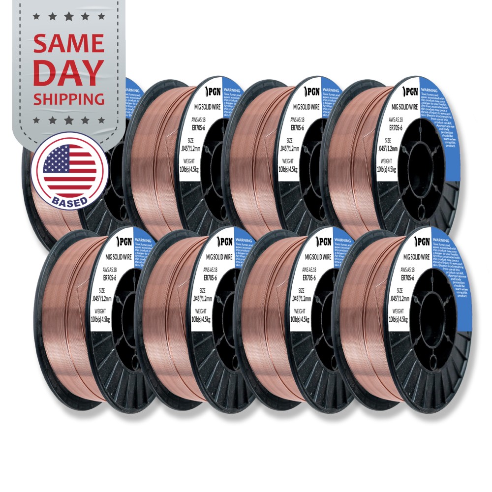 (8 x 10-Lb Spools) ER70S-6 .045" (1.2 mm) Mild Steel MIG Welding Wire