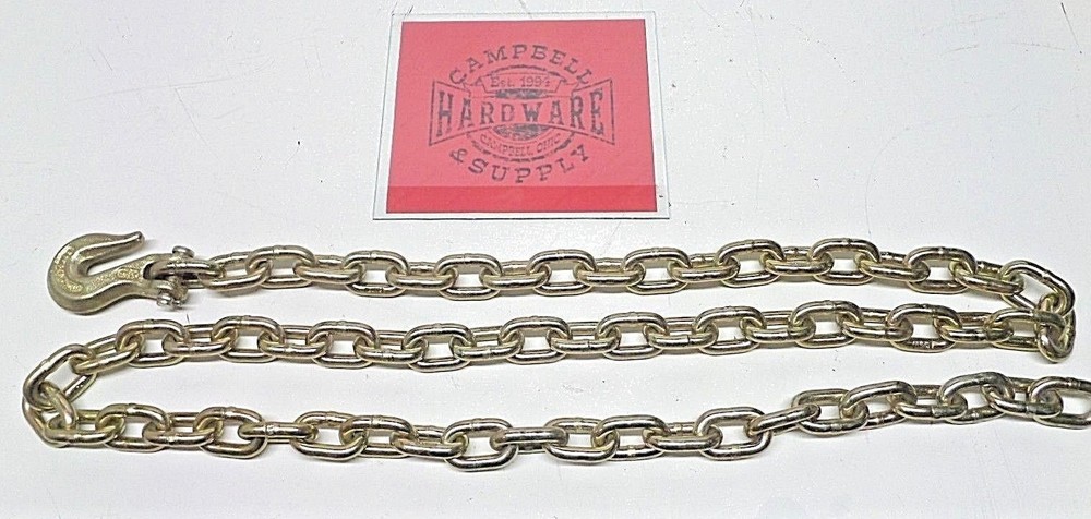 Auto Body Frame Machine Pull Chain 3/8" x 7' Grade 70 with 3/8" Grab Hook