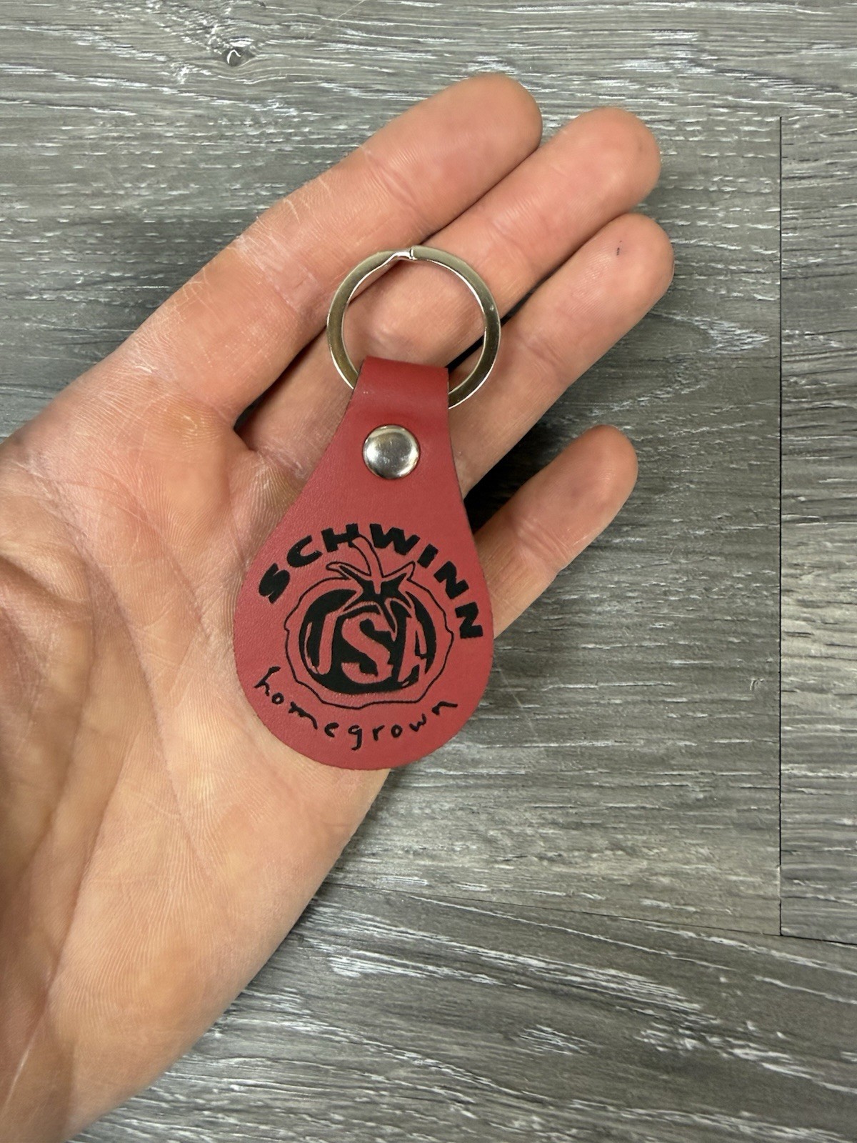 Schwinn Homegrown Keychain Vinyl Leather Red Bike