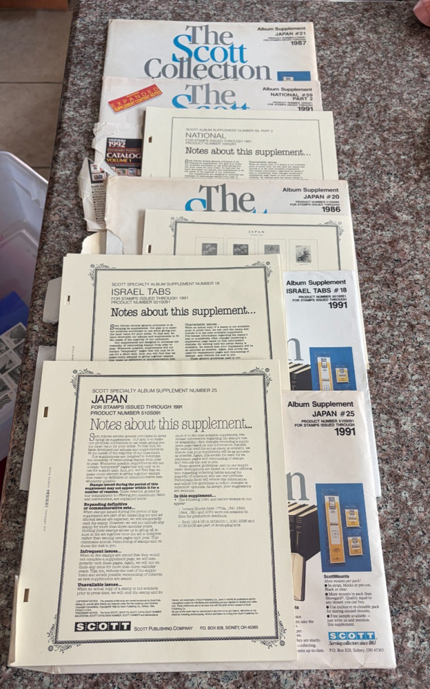 1986, 1987, 1991 Scott Album Supplement Packages - 5 Packs, All Different