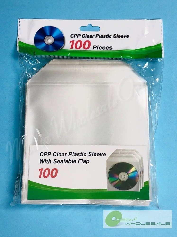 5000 CD DVD CPP Premium Clear Plastic Sleeve with Sealable Flap 100micron