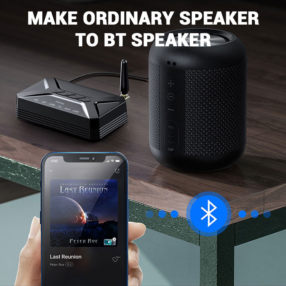 Bluetooth 5.1 Transmitter Receiver Long Range for TV Home Stereo Audio Adapter*