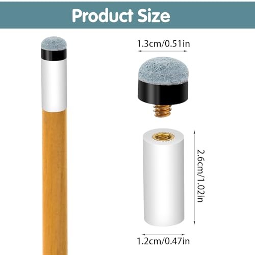 12 Sets Billiard Cues Tips Replacement with White Pool Cue Stick Ferrules,