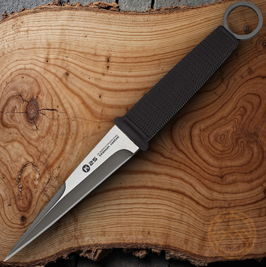 K25 Boot Fixed Knife 4.75" Full Tang 3Cr13 Steel Blade Textured Rubber Handle