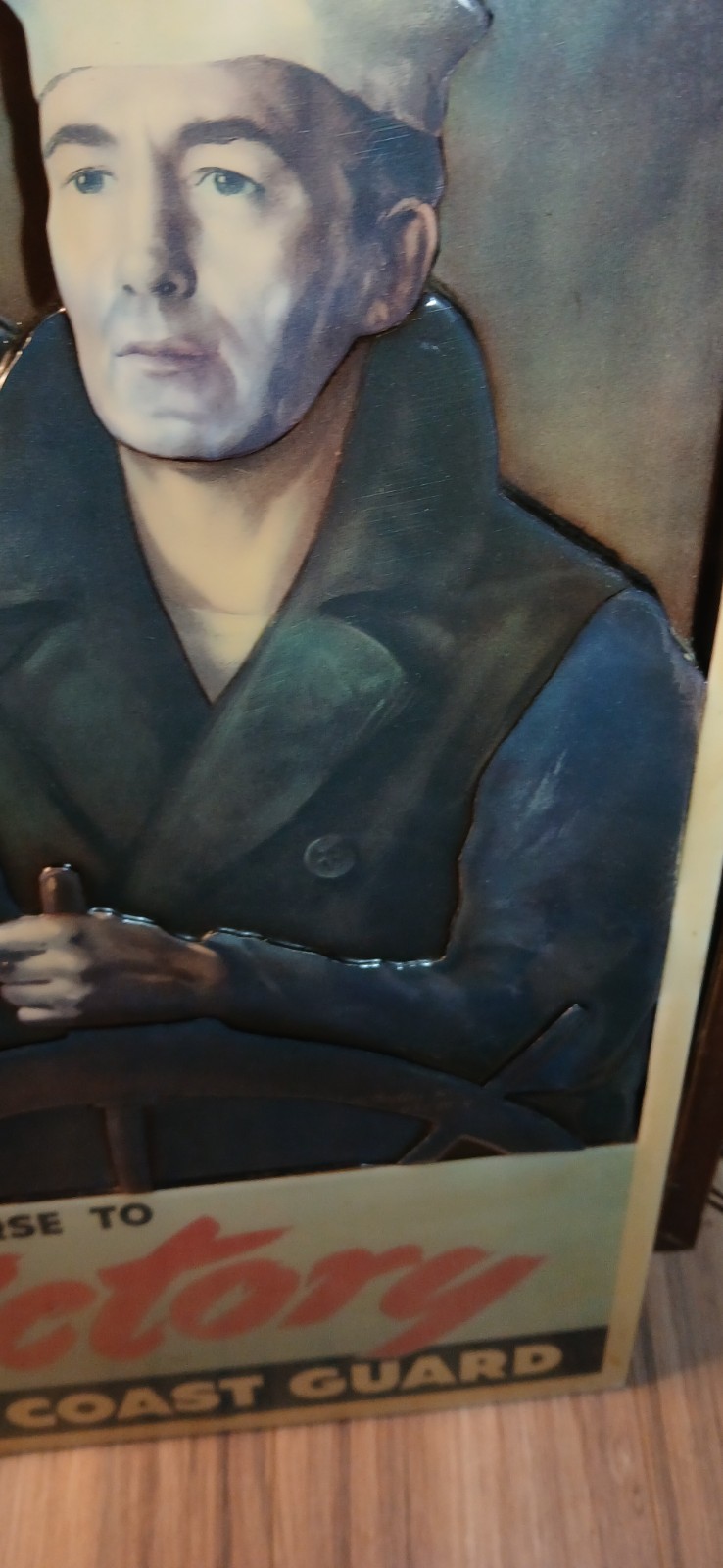 Vintage WW2 Era US Coast Guard 3D Lacquered Wall Art