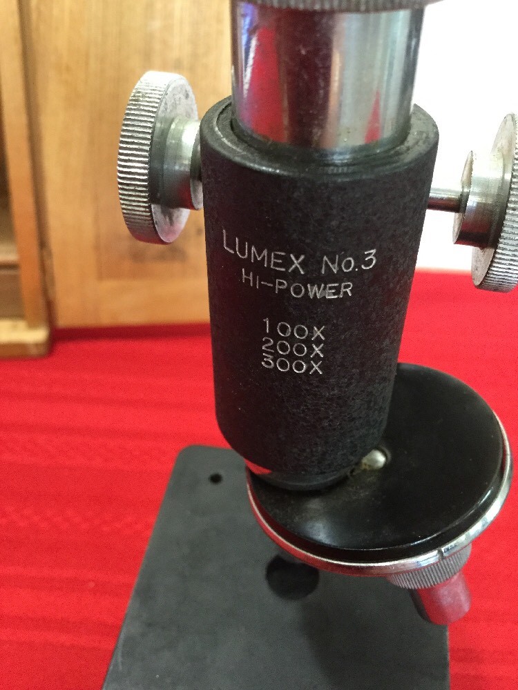 LUMEX No3 MICROSCOPE IN FITTED WOODEN BOX