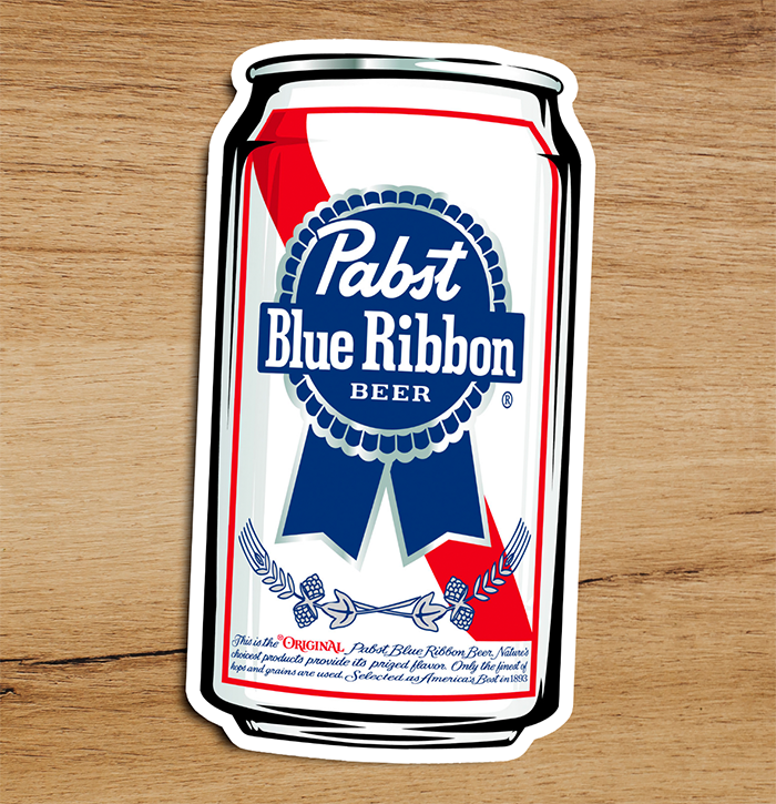 PBR Pabst Blue Ribbon Beer Premium Quality Vinyl Sticker Decal 4x2