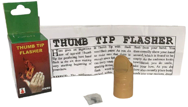 THUMB TIP FLASHER Magic Fire Stage Finger Effects Prop Flint Striker Flash Hand