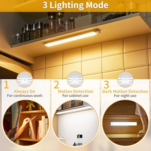 Wireless Under Cabinet Lighting 3 Pack, Magnetic Motion Sensor Light 16 Inch