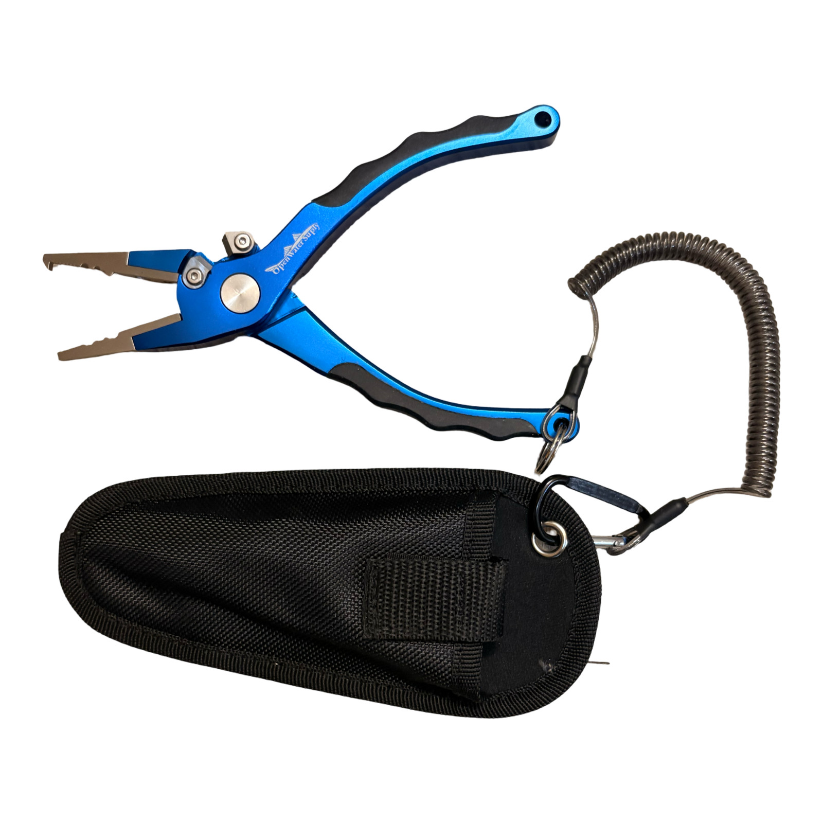 7" Aluminum Fishing Pliers w/ Tungsten Carbide Cutters Sheath Lanyard
