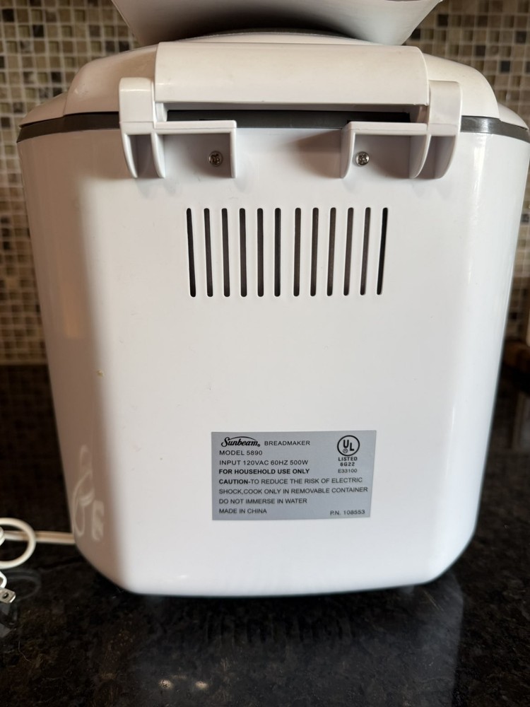 Sunbeam Bread Maker Model Number 5890
