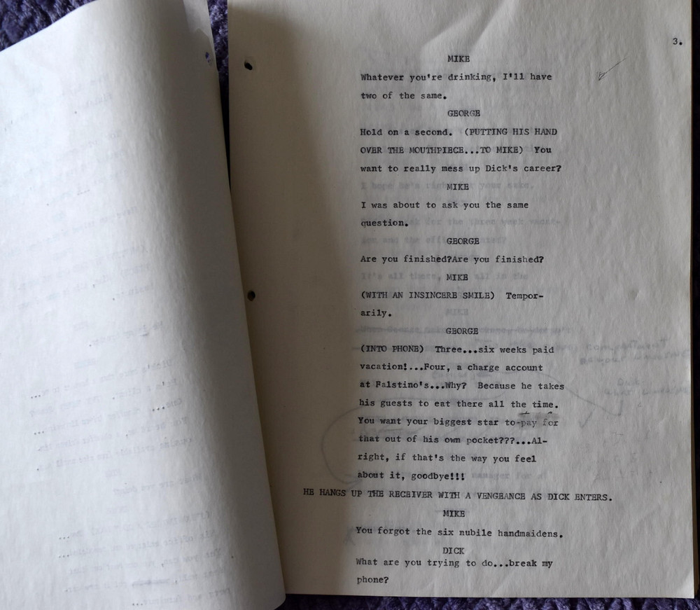 1970 " The New Dick Van Dyke Show " Original Type Written Screenplay Script