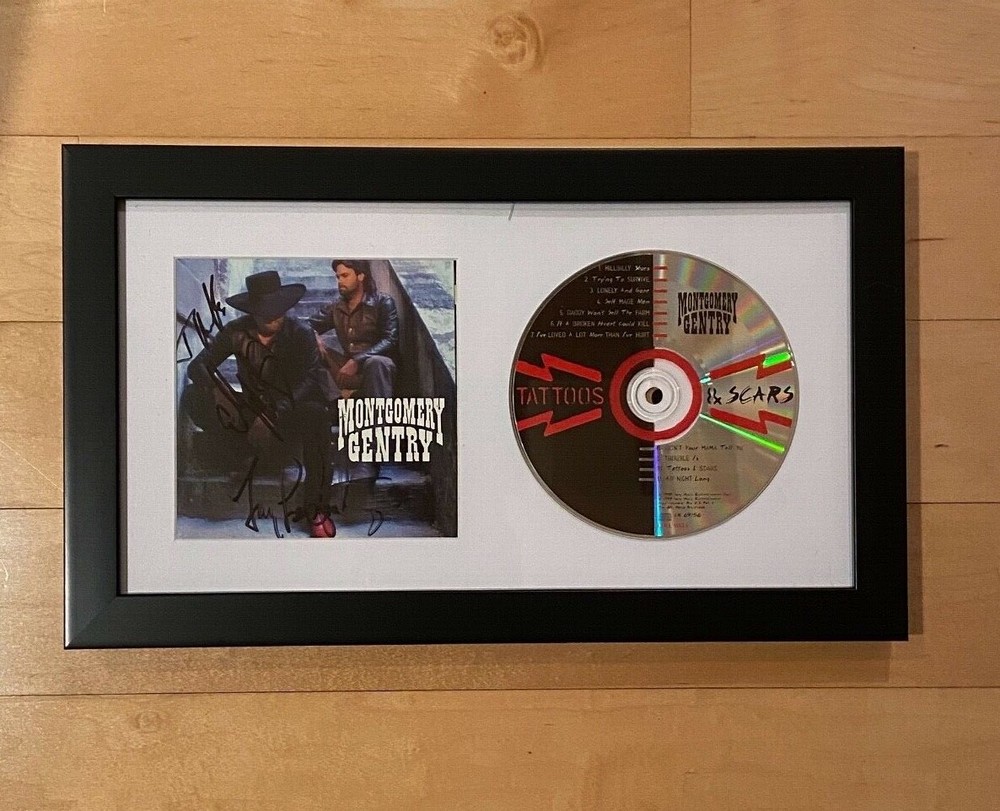 * MONTGOMERY GENTRY * signed framed CD * TATTOOS & SCARS * EDDIE TROY * 2