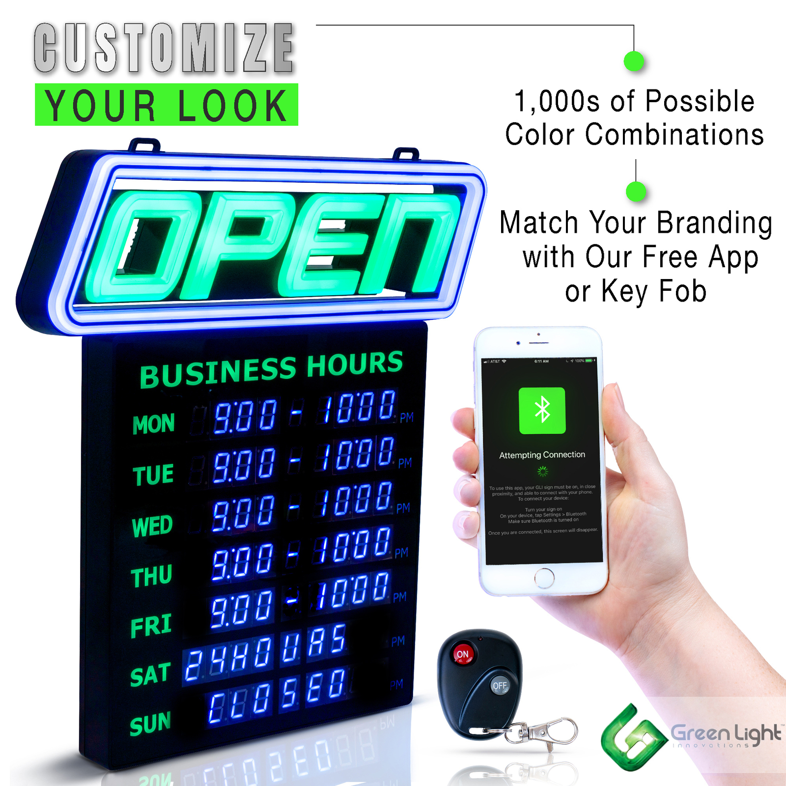 Led Open Sign with Business Hours – Stand Out with 1000’s Color Combos to Match