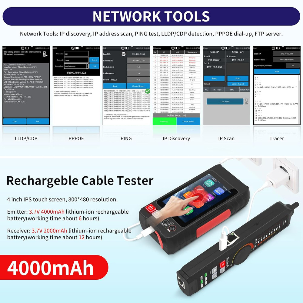 All Features Multifunction Network Caber Tester,Utp Continuity,Cable Tracer,4" I