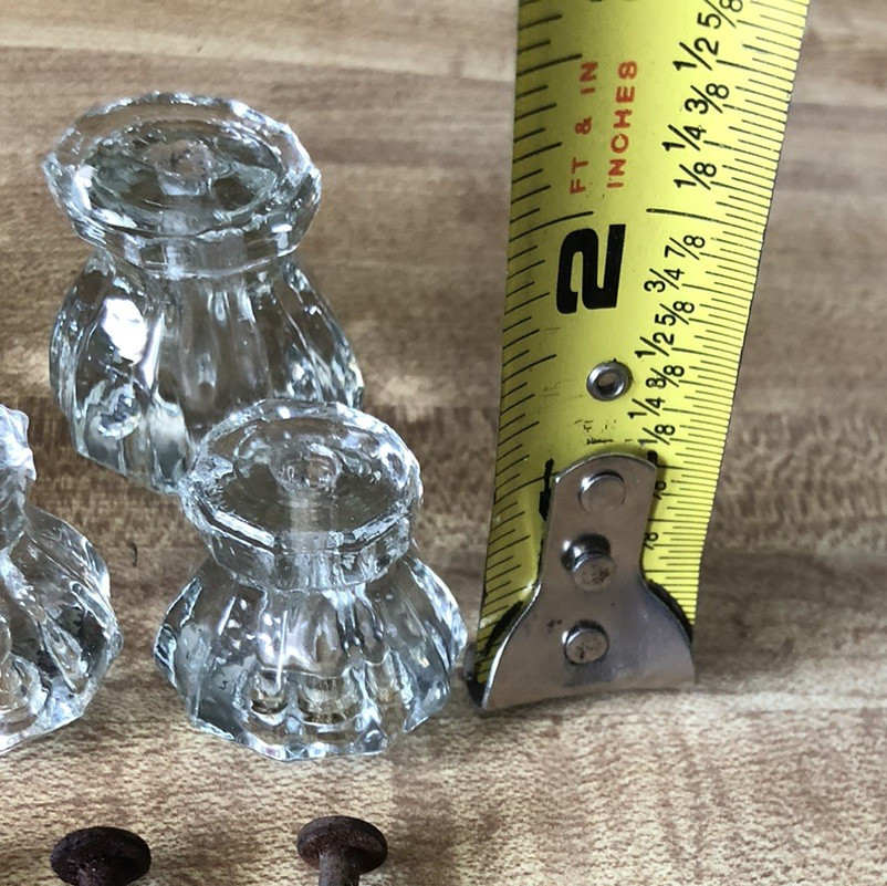 Vintage Glass Drawer Pulls Knobs Clear Set of 7